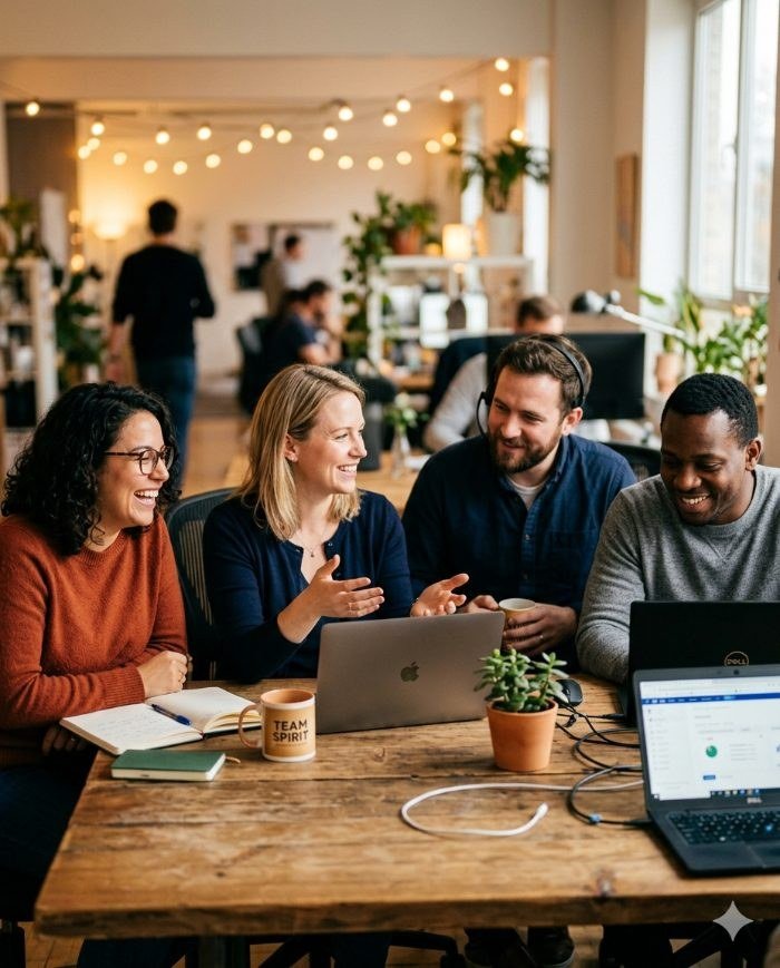 Das scalemate Support-Team im Gespräch, KI-generiertes Bild